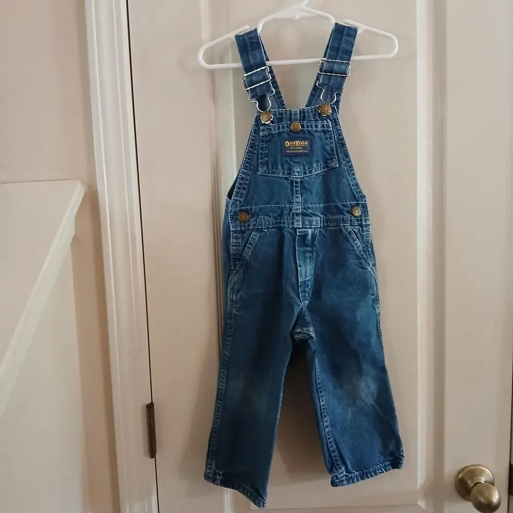 Vintage 90s Made in USA OshKosh B'gosh Denim Overalls 2T Classic Basic Utility